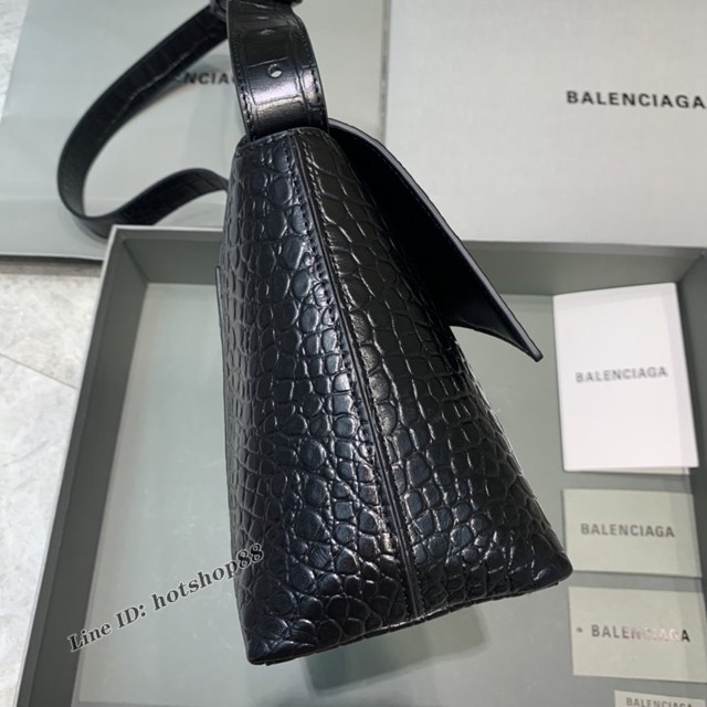 Balenciaga巴黎世家專櫃爆款大號鱷魚黑Hourglass沙漏包 fyj1812